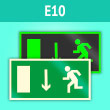 Знак E10 «Указатель двери эвакуационного выхода (левосторонний)» (фотолюминесцентная пленка, 300х150 мм)